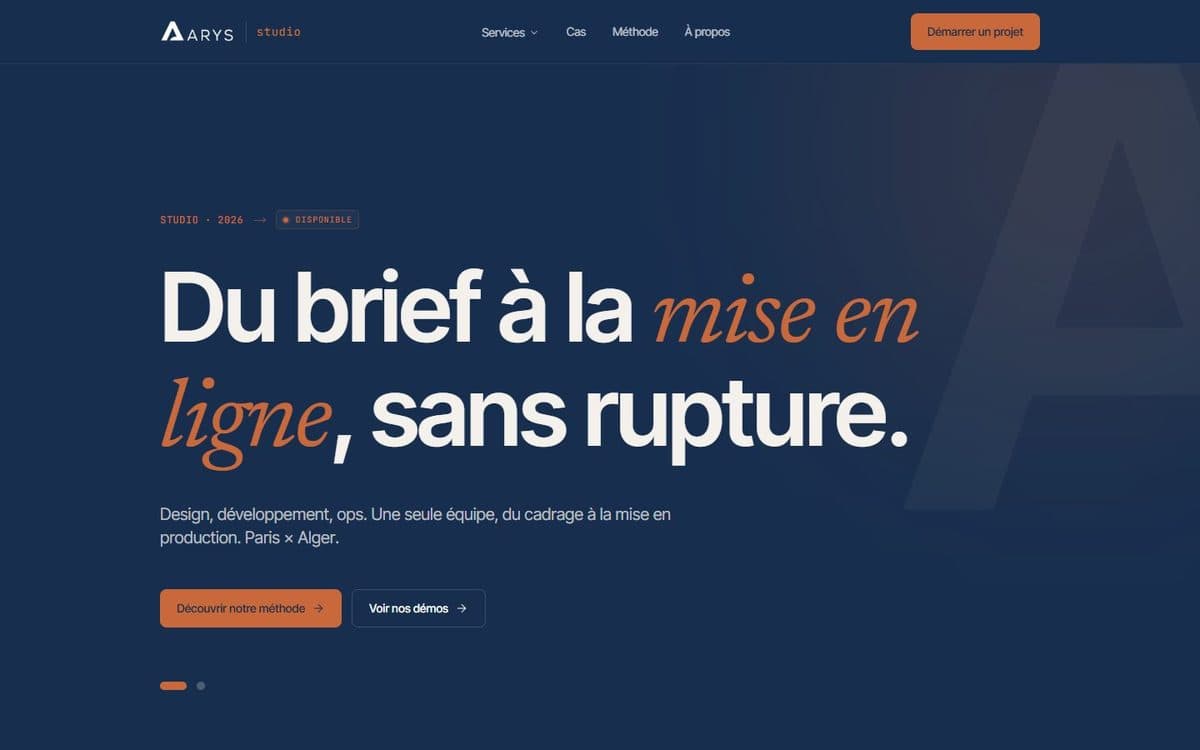 Site ARYS Studio — accueil